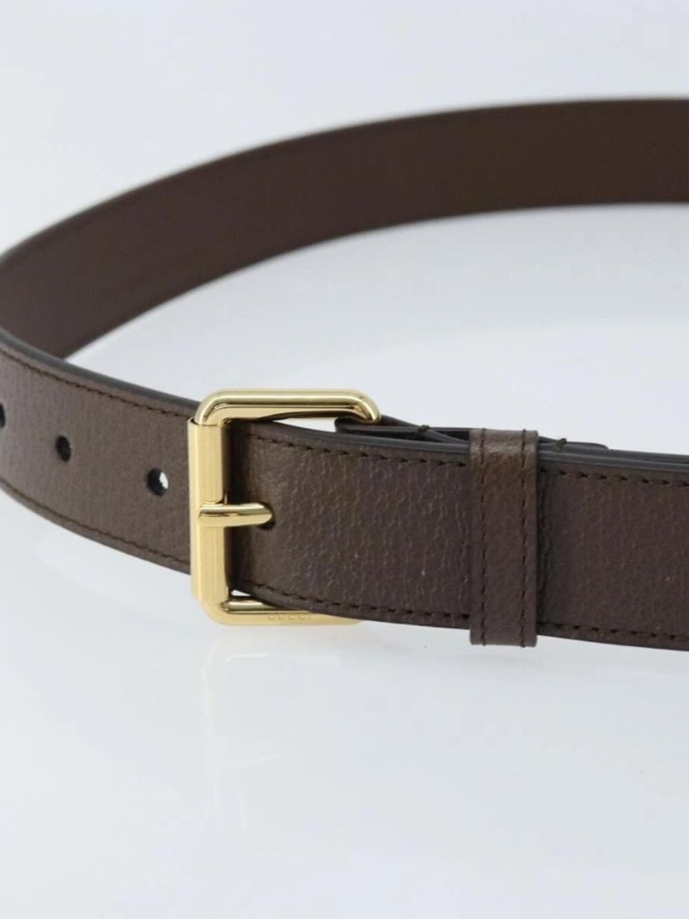 GUCCI Belt Leather 38.6" Brown Gold Auth BA11143 - Picture 5 of 10